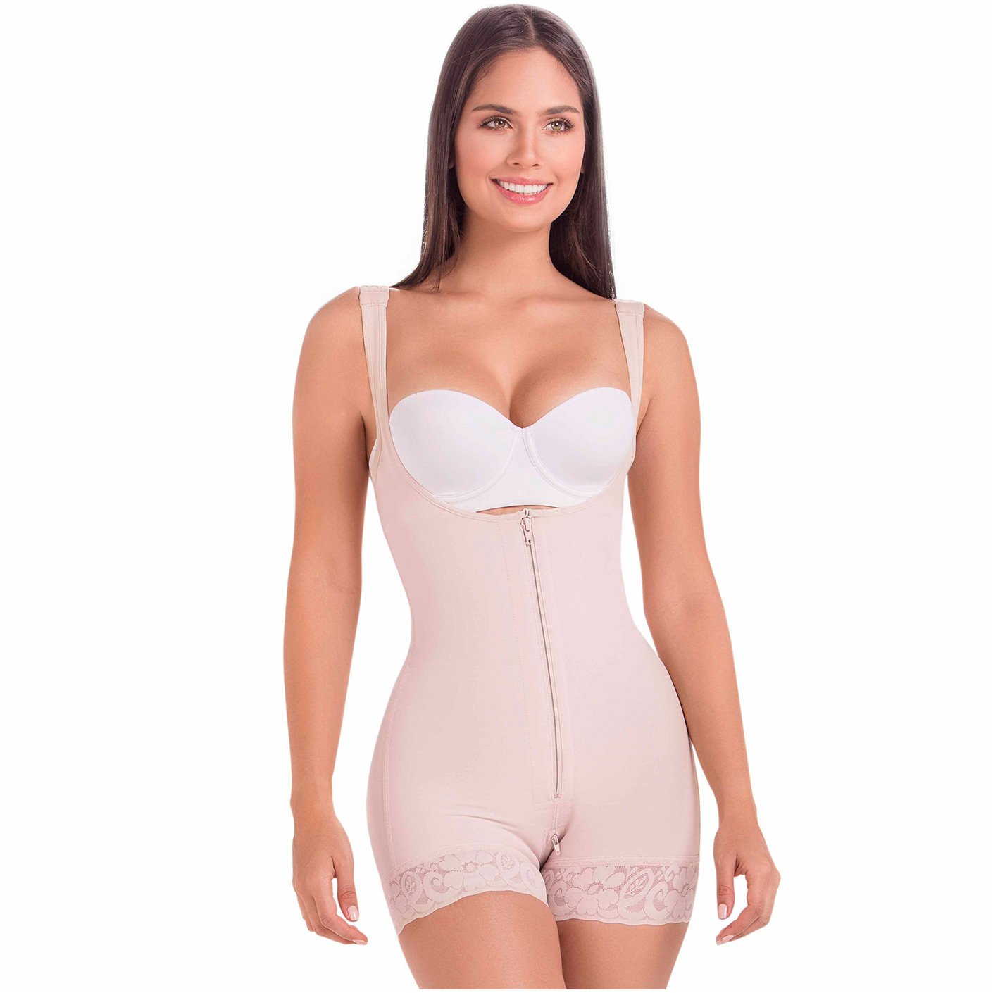 Fajas MariaE 9831 | Postpartum Butt Lifting Body Shaper for Daily Use | Open Bust with Front Zipper - Pal Negocio