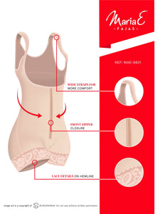 Fajas MariaE 9831 | Postpartum Butt Lifting Body Shaper for Daily Use | Open Bust with Front Zipper - Pal Negocio